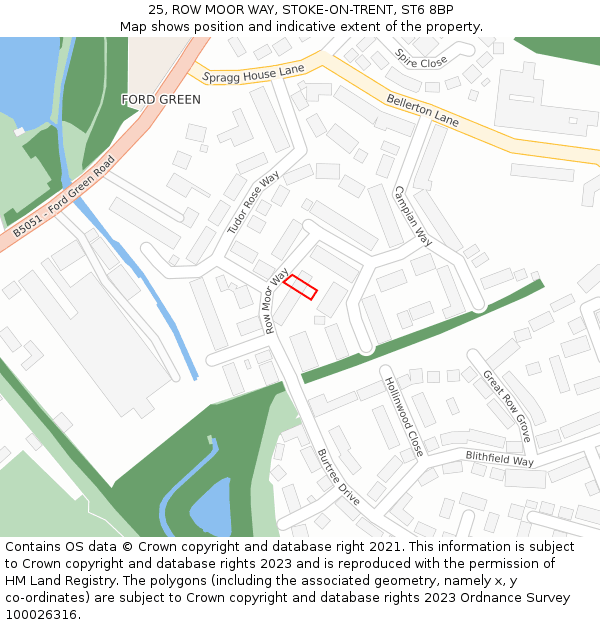 25, ROW MOOR WAY, STOKE-ON-TRENT, ST6 8BP: Location map and indicative extent of plot