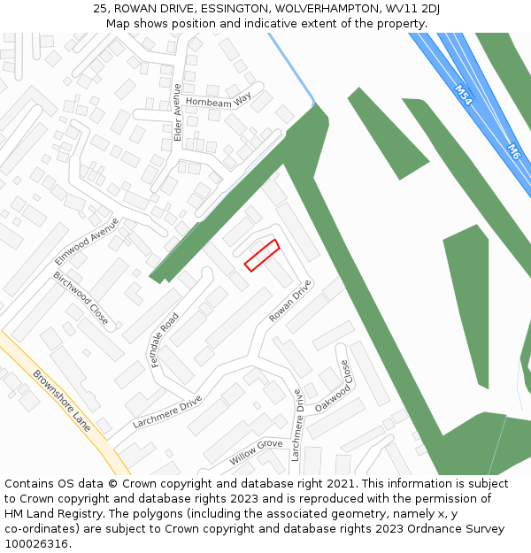 25, ROWAN DRIVE, ESSINGTON, WOLVERHAMPTON, WV11 2DJ: Location map and indicative extent of plot