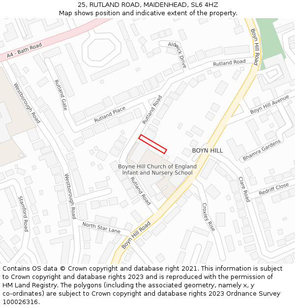 25, RUTLAND ROAD, MAIDENHEAD, SL6 4HZ: Location map and indicative extent of plot