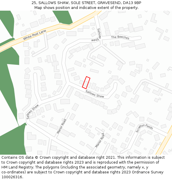 25, SALLOWS SHAW, SOLE STREET, GRAVESEND, DA13 9BP: Location map and indicative extent of plot