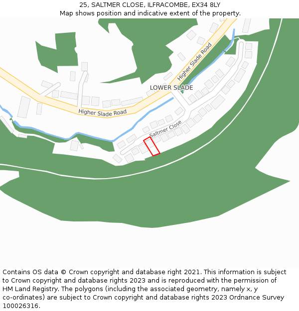 25, SALTMER CLOSE, ILFRACOMBE, EX34 8LY: Location map and indicative extent of plot