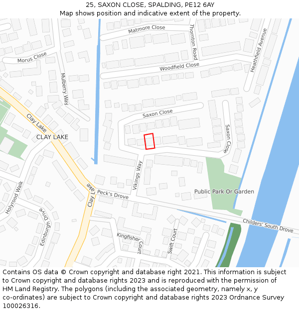 25, SAXON CLOSE, SPALDING, PE12 6AY: Location map and indicative extent of plot