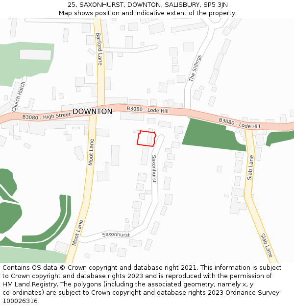 25, SAXONHURST, DOWNTON, SALISBURY, SP5 3JN: Location map and indicative extent of plot