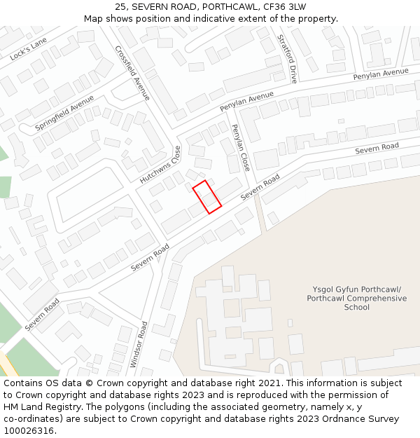 25, SEVERN ROAD, PORTHCAWL, CF36 3LW: Location map and indicative extent of plot