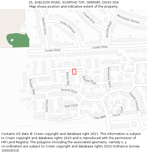 25, SHELDON ROAD, SCARTHO TOP, GRIMSBY, DN33 3GA: Location map and indicative extent of plot