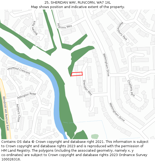 25, SHERIDAN WAY, RUNCORN, WA7 1XL: Location map and indicative extent of plot