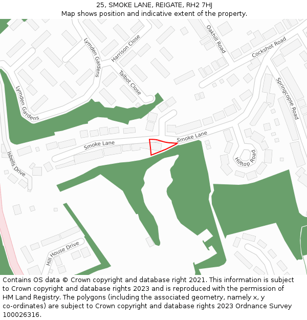 25, SMOKE LANE, REIGATE, RH2 7HJ: Location map and indicative extent of plot