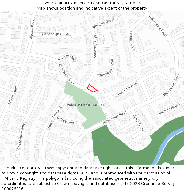 25, SOMERLEY ROAD, STOKE-ON-TRENT, ST1 6TB: Location map and indicative extent of plot