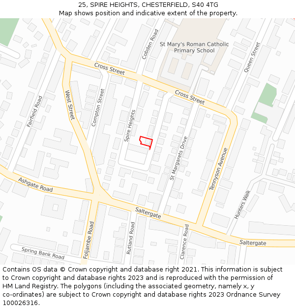 25, SPIRE HEIGHTS, CHESTERFIELD, S40 4TG: Location map and indicative extent of plot