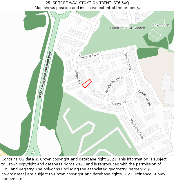 25, SPITFIRE WAY, STOKE-ON-TRENT, ST6 5XQ: Location map and indicative extent of plot