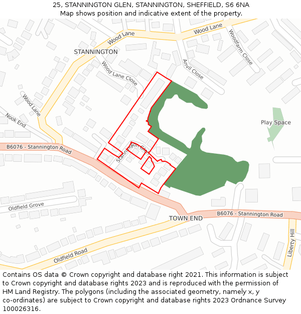 25, STANNINGTON GLEN, STANNINGTON, SHEFFIELD, S6 6NA: Location map and indicative extent of plot