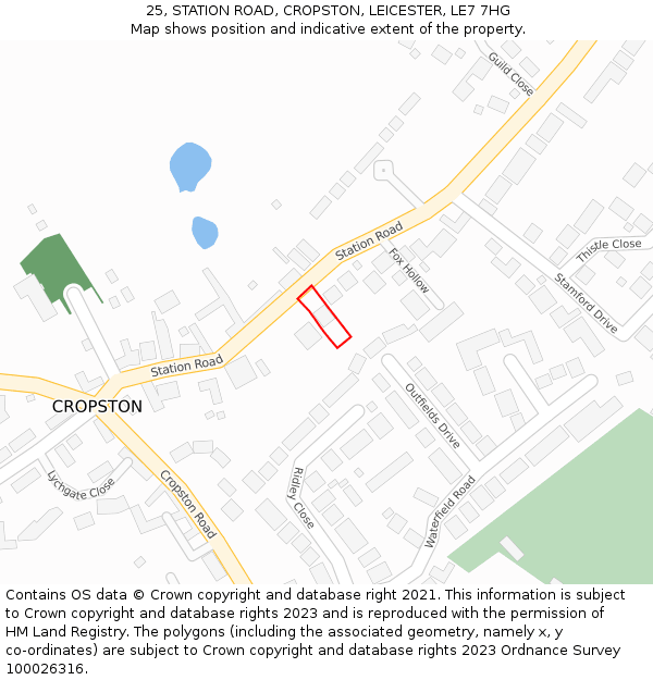 25, STATION ROAD, CROPSTON, LEICESTER, LE7 7HG: Location map and indicative extent of plot