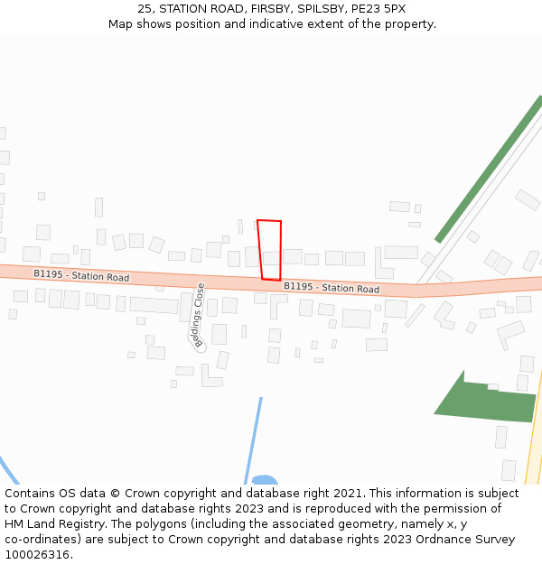 25, STATION ROAD, FIRSBY, SPILSBY, PE23 5PX: Location map and indicative extent of plot