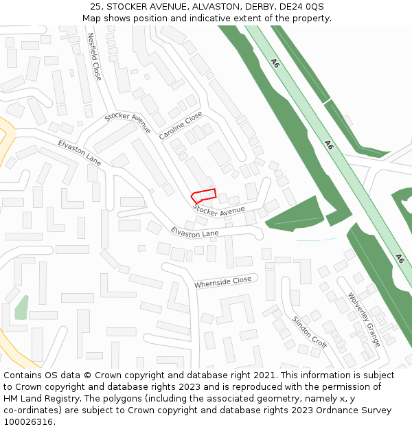 25, STOCKER AVENUE, ALVASTON, DERBY, DE24 0QS: Location map and indicative extent of plot