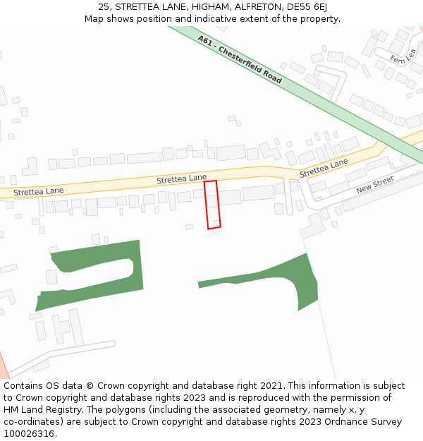 25, STRETTEA LANE, HIGHAM, ALFRETON, DE55 6EJ: Location map and indicative extent of plot