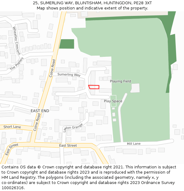 25, SUMERLING WAY, BLUNTISHAM, HUNTINGDON, PE28 3XT: Location map and indicative extent of plot