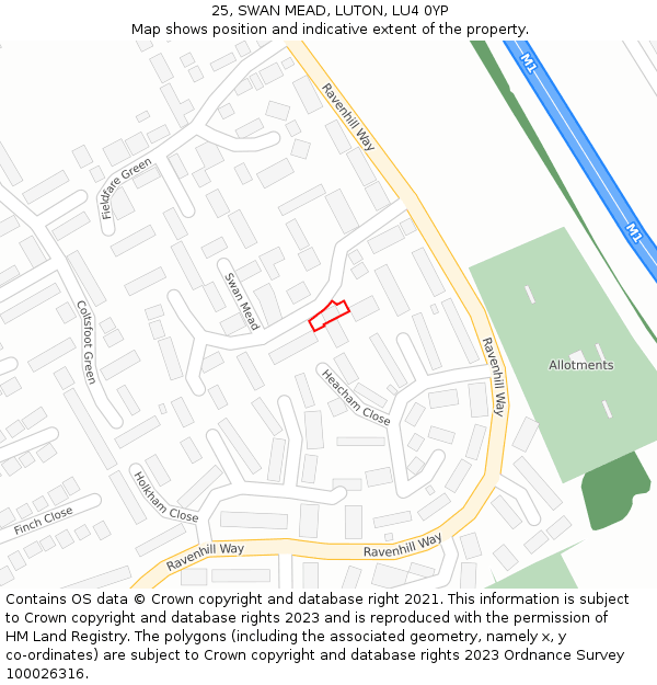 25, SWAN MEAD, LUTON, LU4 0YP: Location map and indicative extent of plot