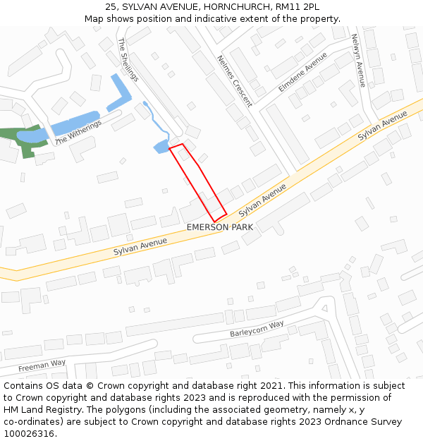 25, SYLVAN AVENUE, HORNCHURCH, RM11 2PL: Location map and indicative extent of plot