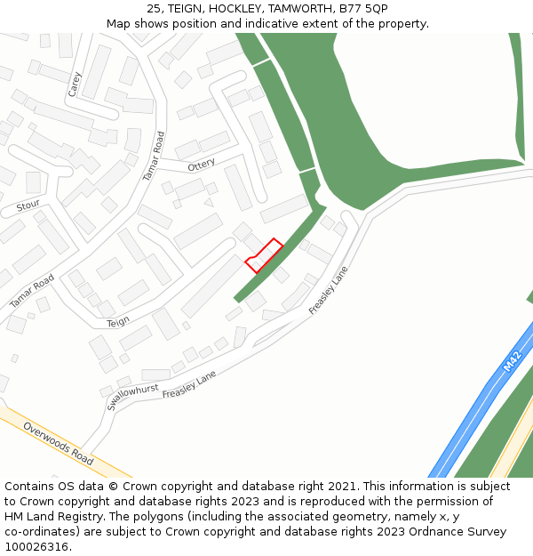 25, TEIGN, HOCKLEY, TAMWORTH, B77 5QP: Location map and indicative extent of plot