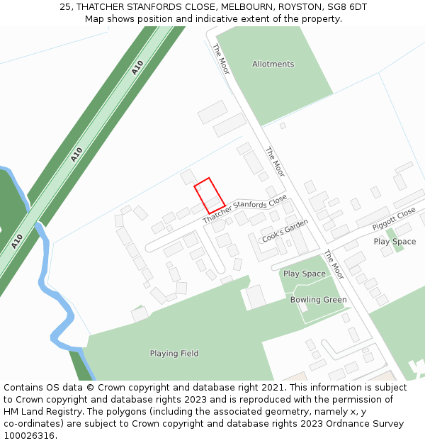 25, THATCHER STANFORDS CLOSE, MELBOURN, ROYSTON, SG8 6DT: Location map and indicative extent of plot