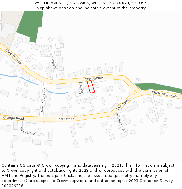 25, THE AVENUE, STANWICK, WELLINGBOROUGH, NN9 6PT: Location map and indicative extent of plot