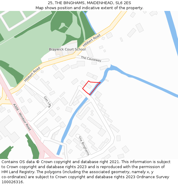 25, THE BINGHAMS, MAIDENHEAD, SL6 2ES: Location map and indicative extent of plot