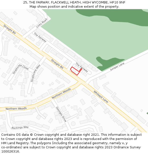 25, THE FAIRWAY, FLACKWELL HEATH, HIGH WYCOMBE, HP10 9NF: Location map and indicative extent of plot