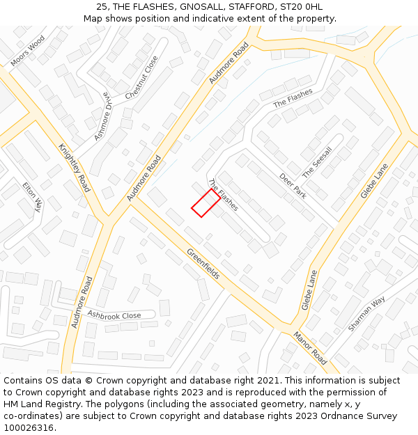 25, THE FLASHES, GNOSALL, STAFFORD, ST20 0HL: Location map and indicative extent of plot