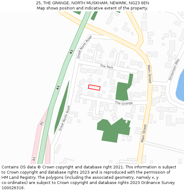 25, THE GRANGE, NORTH MUSKHAM, NEWARK, NG23 6EN: Location map and indicative extent of plot