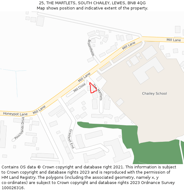 25, THE MARTLETS, SOUTH CHAILEY, LEWES, BN8 4QG: Location map and indicative extent of plot