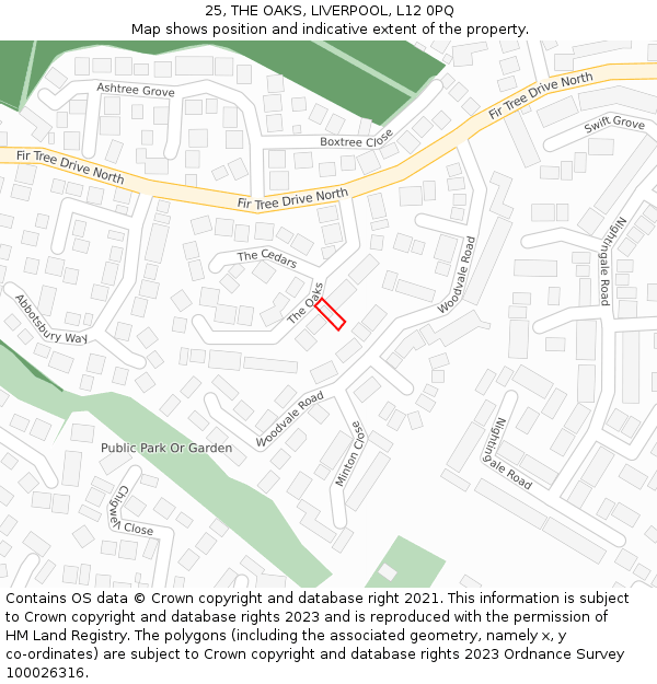 25, THE OAKS, LIVERPOOL, L12 0PQ: Location map and indicative extent of plot