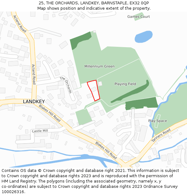 25, THE ORCHARDS, LANDKEY, BARNSTAPLE, EX32 0QP: Location map and indicative extent of plot