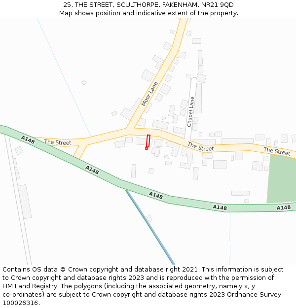 25, THE STREET, SCULTHORPE, FAKENHAM, NR21 9QD: Location map and indicative extent of plot