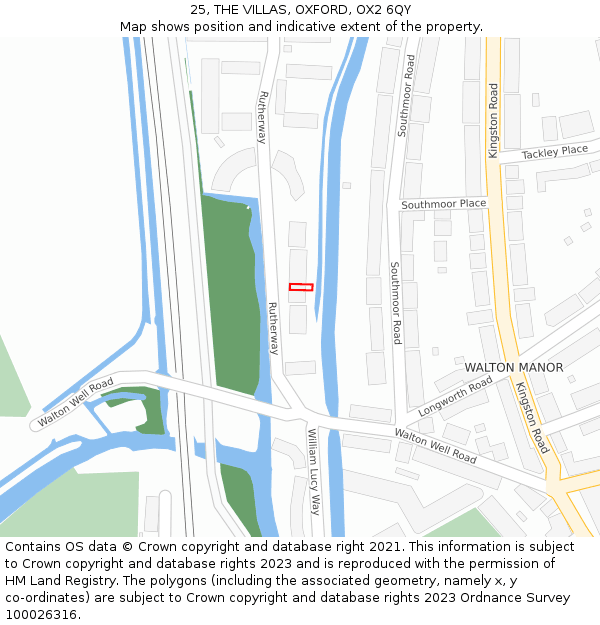 25, THE VILLAS, OXFORD, OX2 6QY: Location map and indicative extent of plot