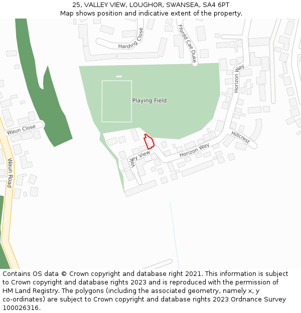 25, VALLEY VIEW, LOUGHOR, SWANSEA, SA4 6PT: Location map and indicative extent of plot