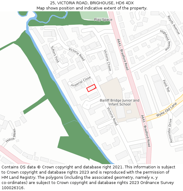 25, VICTORIA ROAD, BRIGHOUSE, HD6 4DX: Location map and indicative extent of plot