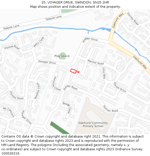 25, VOYAGER DRIVE, SWINDON, SN25 2HR: Location map and indicative extent of plot