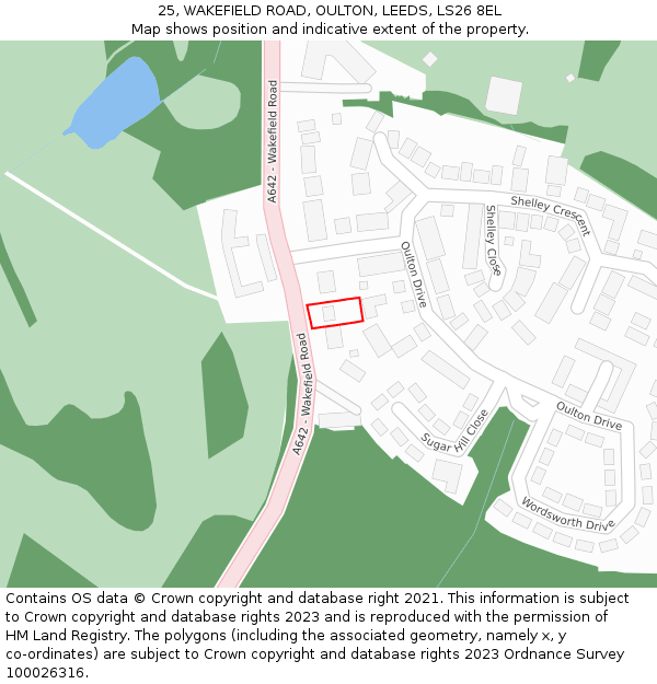 25, WAKEFIELD ROAD, OULTON, LEEDS, LS26 8EL: Location map and indicative extent of plot