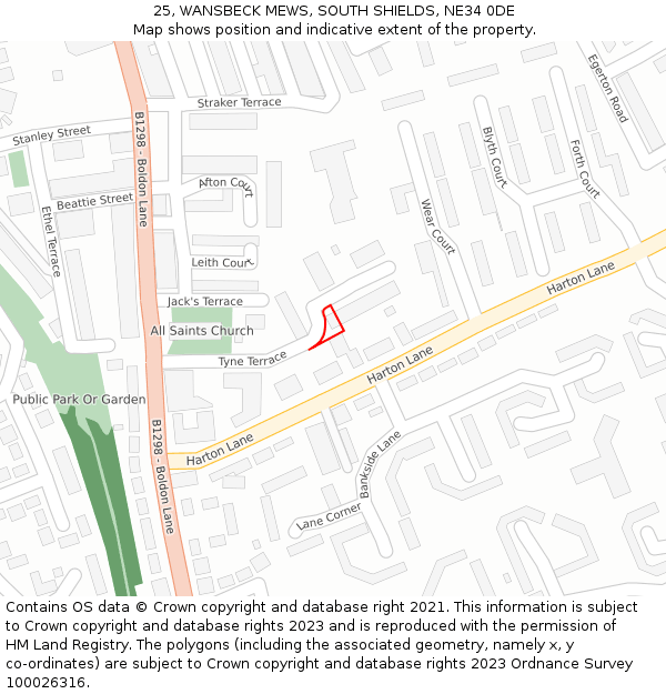 25, WANSBECK MEWS, SOUTH SHIELDS, NE34 0DE: Location map and indicative extent of plot