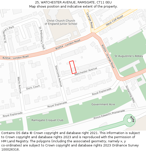 25, WATCHESTER AVENUE, RAMSGATE, CT11 0EU: Location map and indicative extent of plot