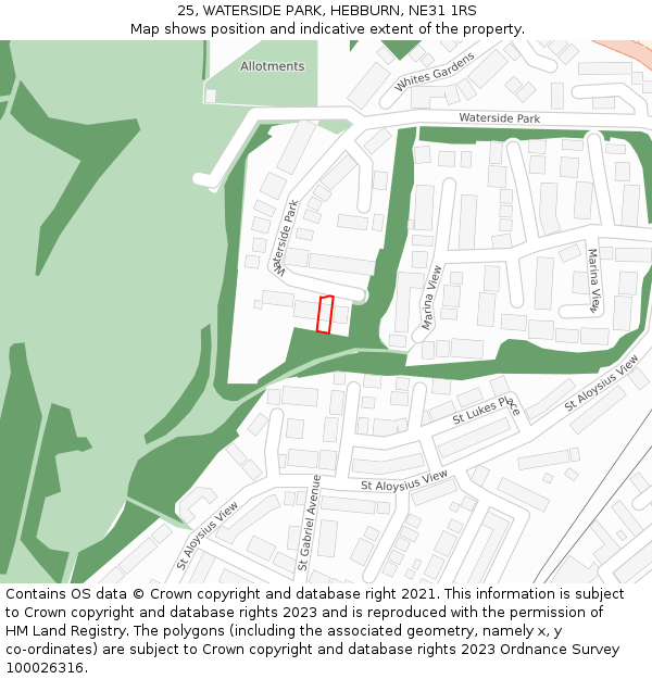 25, WATERSIDE PARK, HEBBURN, NE31 1RS: Location map and indicative extent of plot