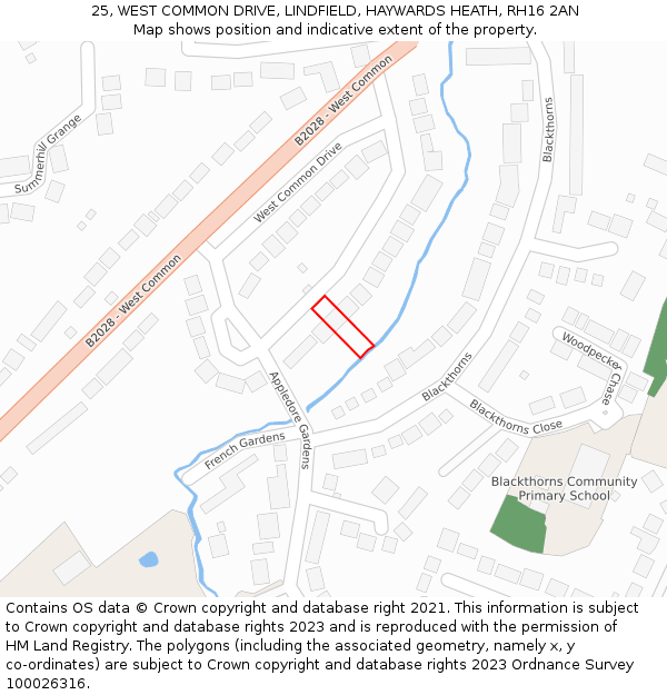 25, WEST COMMON DRIVE, LINDFIELD, HAYWARDS HEATH, RH16 2AN: Location map and indicative extent of plot