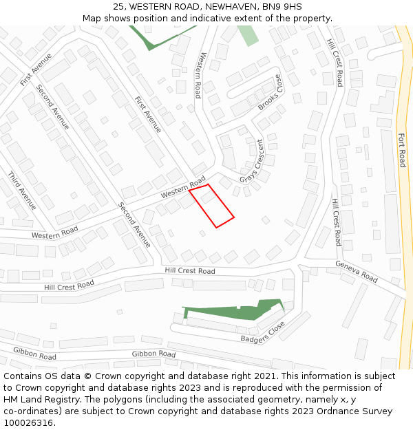 25, WESTERN ROAD, NEWHAVEN, BN9 9HS: Location map and indicative extent of plot