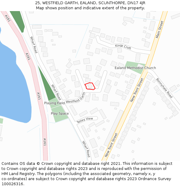25, WESTFIELD GARTH, EALAND, SCUNTHORPE, DN17 4JR: Location map and indicative extent of plot