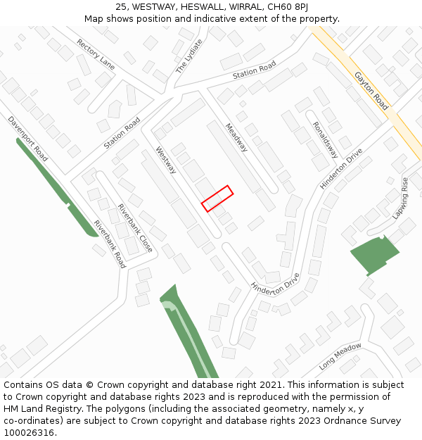 25, WESTWAY, HESWALL, WIRRAL, CH60 8PJ: Location map and indicative extent of plot