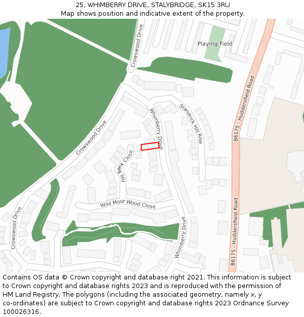 25, WHIMBERRY DRIVE, STALYBRIDGE, SK15 3RU: Location map and indicative extent of plot