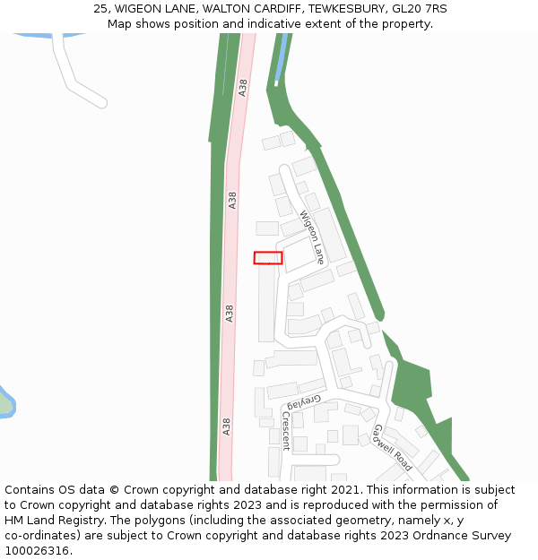 25, WIGEON LANE, WALTON CARDIFF, TEWKESBURY, GL20 7RS: Location map and indicative extent of plot