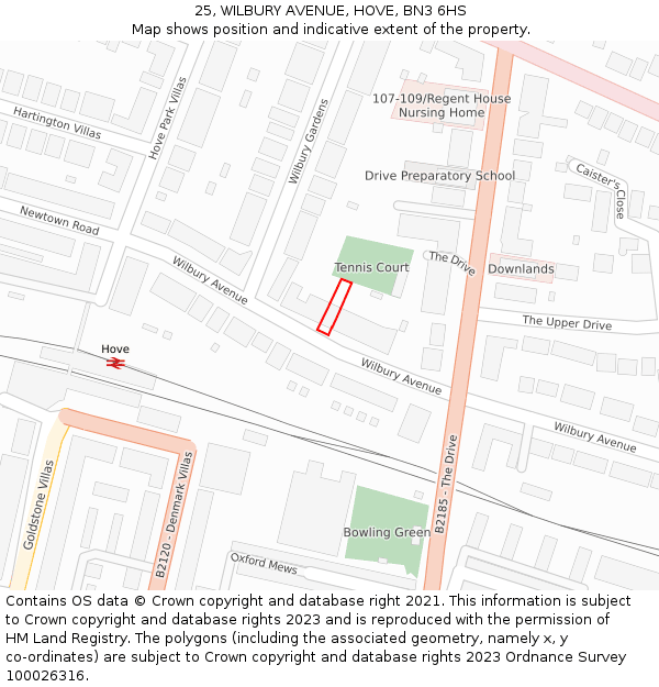 25, WILBURY AVENUE, HOVE, BN3 6HS: Location map and indicative extent of plot