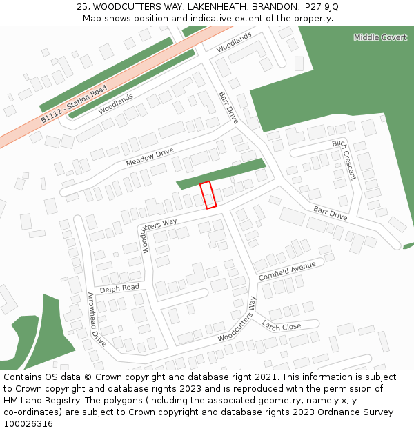 25, WOODCUTTERS WAY, LAKENHEATH, BRANDON, IP27 9JQ: Location map and indicative extent of plot