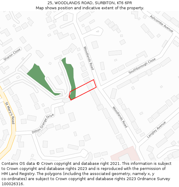 25, WOODLANDS ROAD, SURBITON, KT6 6PR: Location map and indicative extent of plot